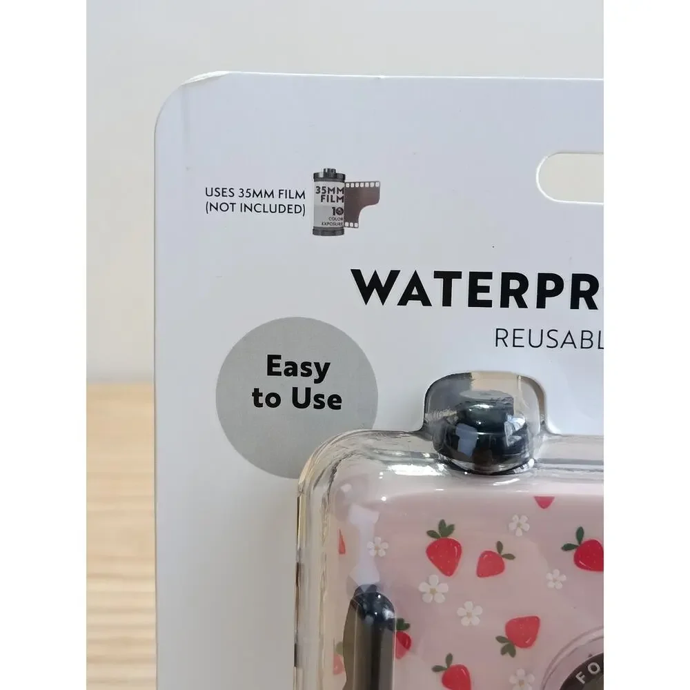NEW Reusable 35mm Waterproof Film Camera Strawberry Print Retro Vintage Style